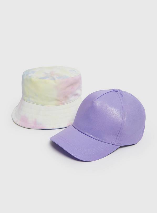Pink Shimmer Cap & Tie Dye Bucket Hat 2 Pack 6-9 years